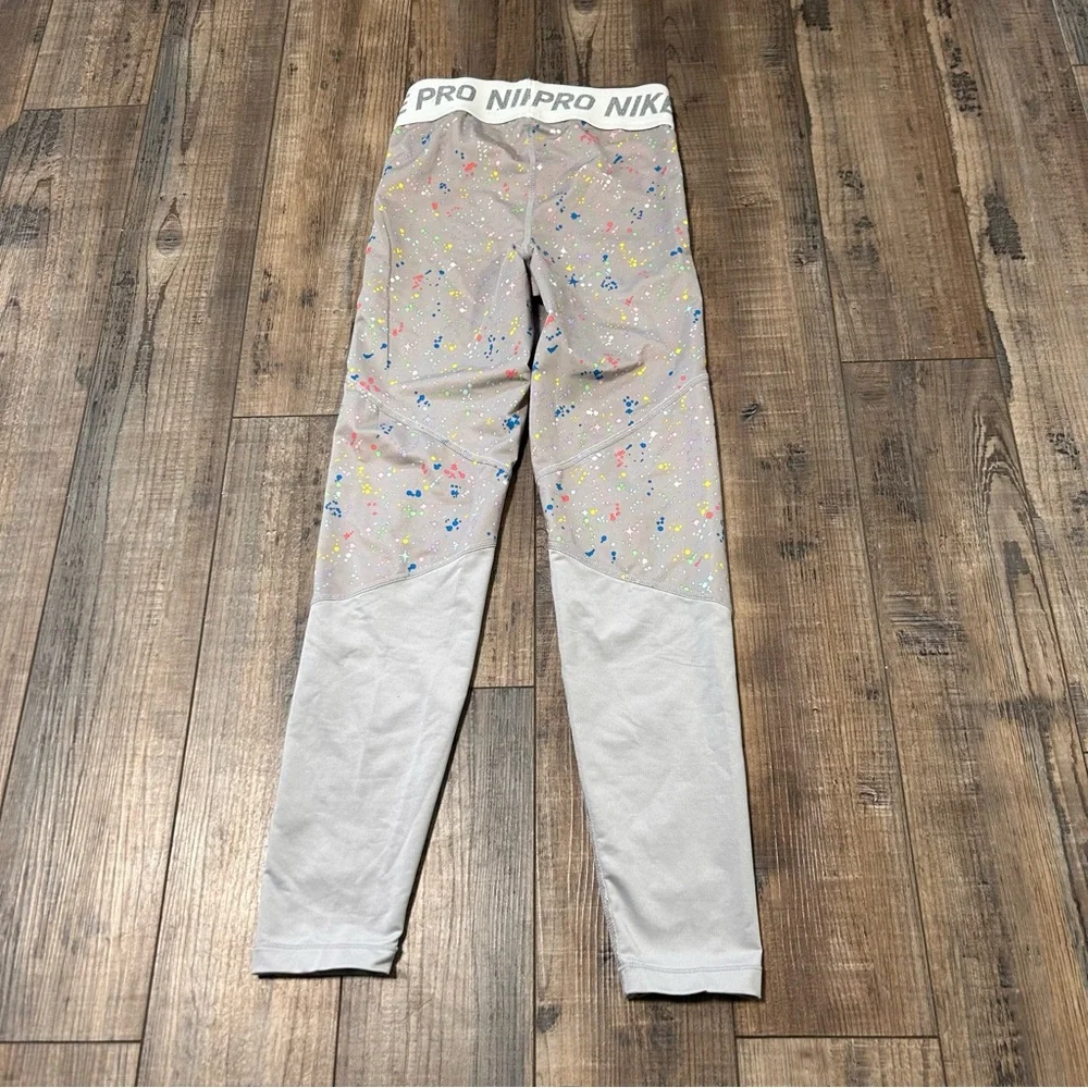 Girls Nike Pro Paint‎ Splatter Printed Tights Size Medium M  Dri-Fit